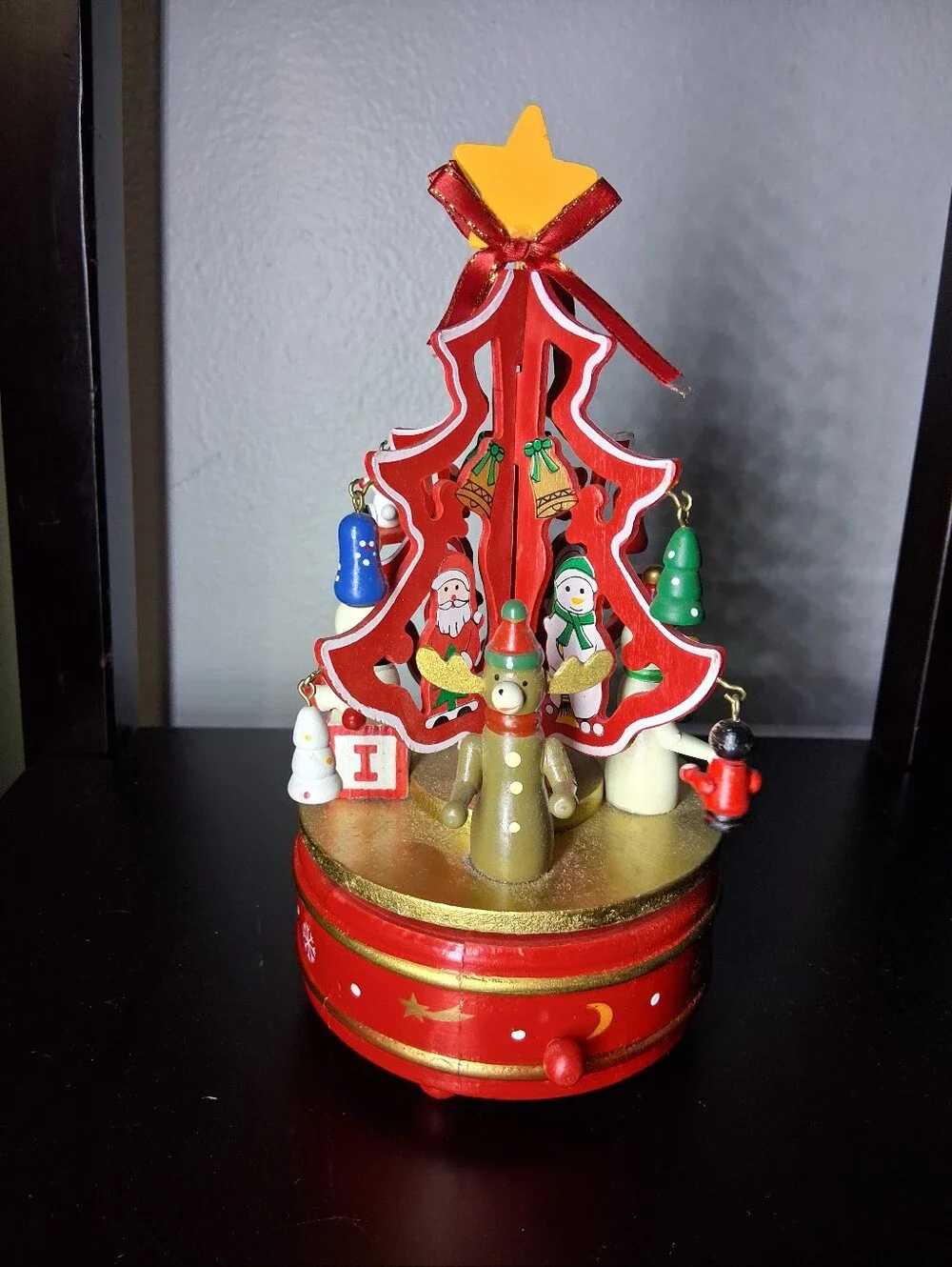 Breitner Vintg German Wooden Rotating Christmas Tree Music Box-All Pieces & Box
